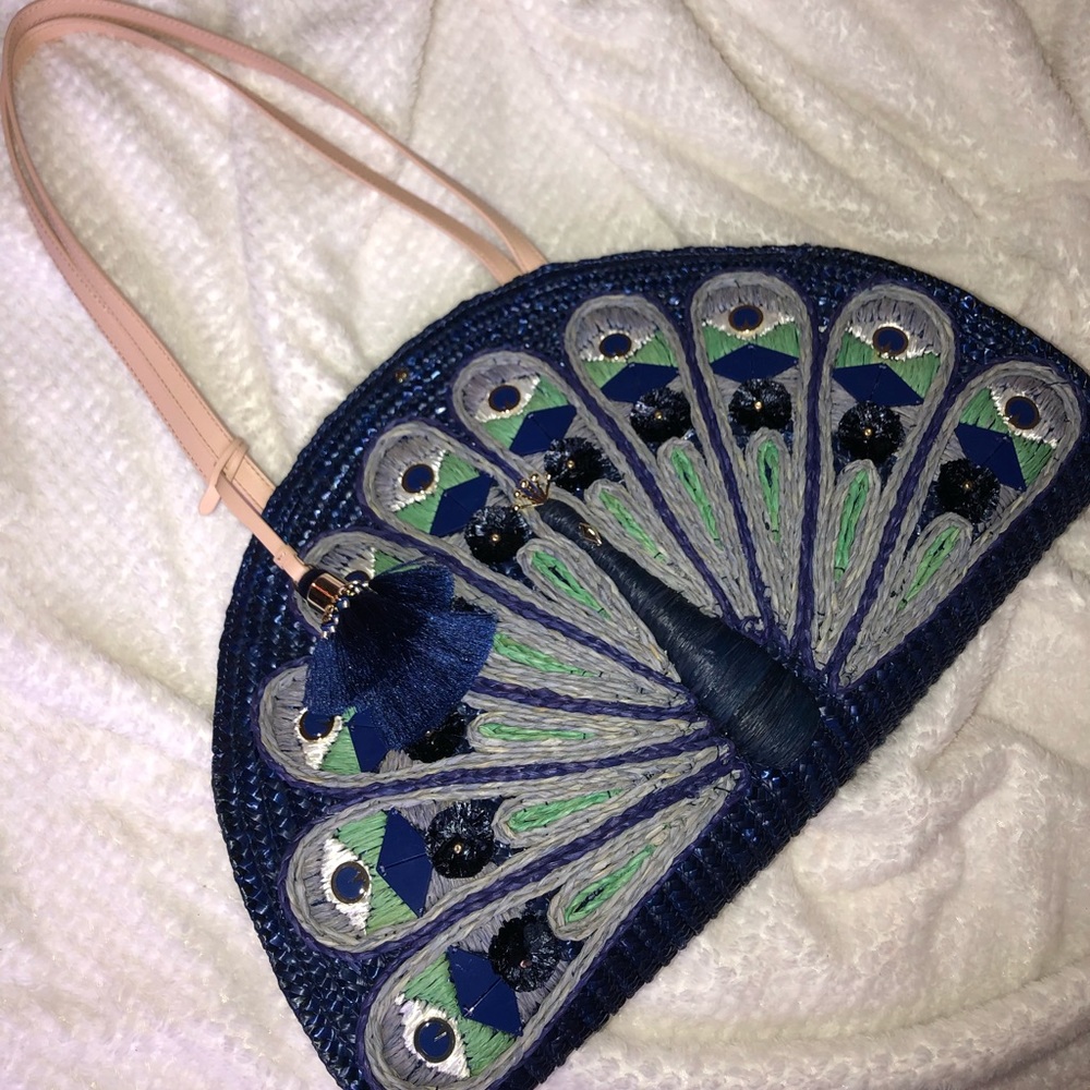 RARE New Kate Spade Full Plume Straw Tote